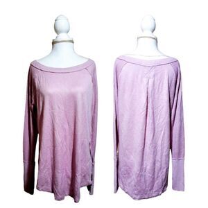 Free People We The Free Pink Snowy Thermal Side Split Long Sleeves  Extra Small